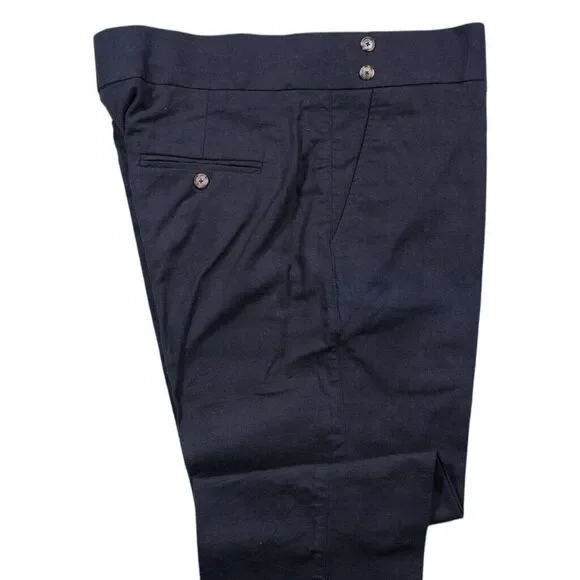 Mens Gurkha Pants Dark Blue Cotton Slim Straight Flat Front Chino